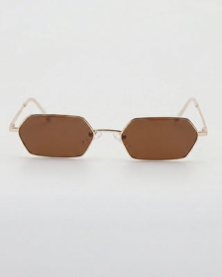 COCO Chestnut narrow hexagonal polarized sunglasses, front view