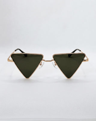 KAY Gold micro triangle rave sunglasses, front view