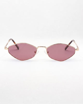 LUCI Blush narrow hexagonal gold sunglasses, front view