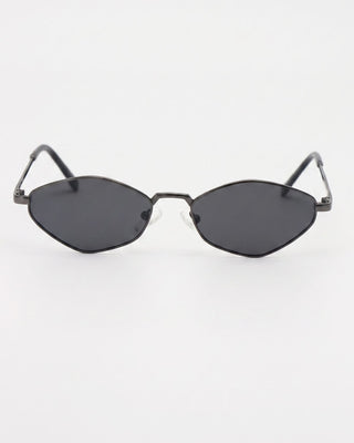 LUCI Gunmetal narrow hexagonal polarized sunglasses, front view