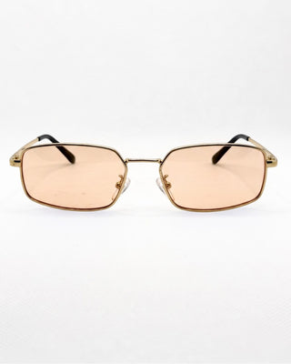 MOLLI Bellini wide rectangular gold sunglasses, front view